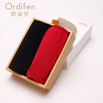 

Ou Difen womens underwear combination underwear womens underwear combination 2 pieces XK6A21 black crystal red L