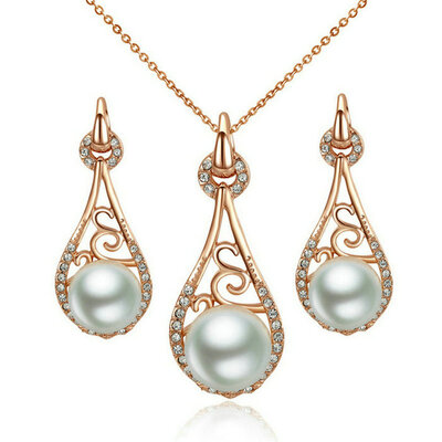 

Yoursfs® 18K Rose Gold Plated Ladyhood Pearl Necklace and Earring Используйте австрийский комплект ювелирных украшений из бриллиантов