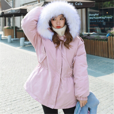 

Winter wool collar cotton women in the long section of the students thickening of cotton woolen cotton jacket jacket