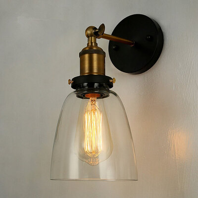 

BOKT Loft Vintage Wall Light Dia 5.9" Wall Lamp with oval Clear Glass Shade Design Vintage Industrial Home Wall Light Metal Base