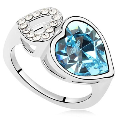 

Austrian Crystal Heart Rings For Women Wedding and Engagement Ring Silver Color High Quality Party Gift 13148