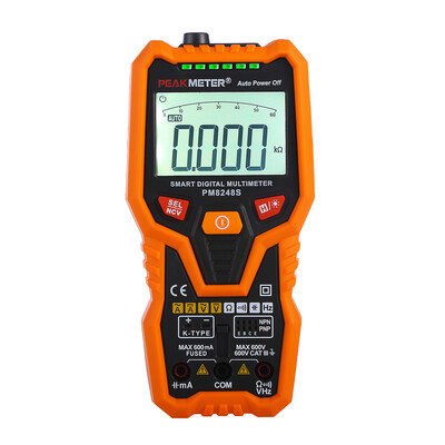 

PM8248S Smart AutoRange Professional Digital Multimeter Voltmeter with NCV Frequency Bargraph Temperature Transistor test