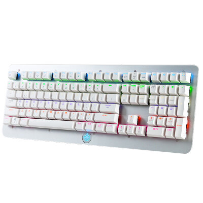 

MAGIC-REFINER MK9 108 keys to eat chicken professional gaming gaming keyboard retro round key shaft green aluminum alloy panel white mixed square cap