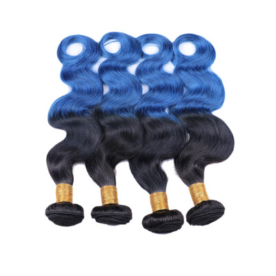 

Brazilian Virgin Hair Body Wave Ombre Human Hair 1B/blue 7A Grade Virgin Hair Ombre Brazilian Body Wave 4 Bundles