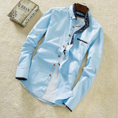 

2017 new autumn casual men's long sleeved shirt, slim young men's solid color men's fashion shirt as gift for men