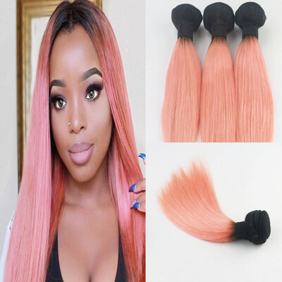 

Hot new Hair Ombre Color T1B Pink 3PcsLot Brazilian Virgin Hair Full Set Hair Wefts Extensions Free Shipping