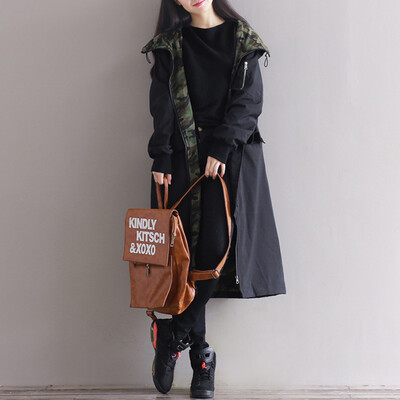 

City plus CITYPLUS 2017 autumn and winter new women's fashion in the long coat coat camouflage casual windbreaker CWWT179373 army green L