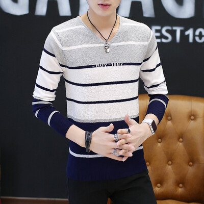 

2017 autumn and winter youth men's casual sweater round neck long-sleeved men's fashion sweater as gift for men