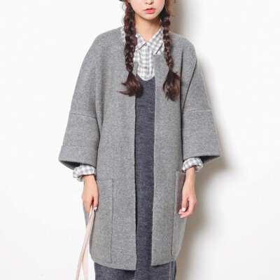 

City plus CITYPLUS 2017 autumn and winter new women's arts and crafts in the long paragraph sweater bat sleeves knitted cardigan coat CWYC179265 gray blue uniform