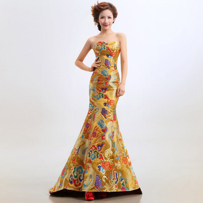 

Mermaid Trumpet Strapless Sweep Brush Train Tulle Formal Evening Dress with Appliques by TS Couture