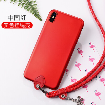 

Send Zi Apple X mobile phone shell iphonex 10 female mobile phone cover all-inclusive drop-resistant matte protection with lanyard collar red