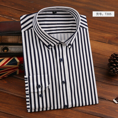 

Business Casual Men Long Sleeve Shirt Fashion Stripe Spring Autumn Silm Fit