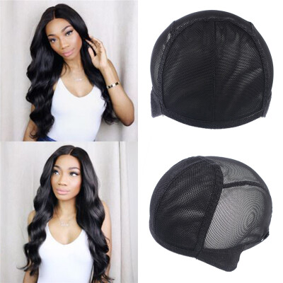 

Weaving Wig Cap Adjustable Straps for Making Wigs Lace Mesh Stretchy Net Black 1Pcs