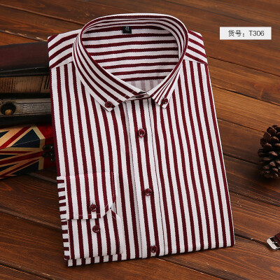 

Business Casual Men Long Sleeve Shirt Fashion Stripe Spring Autumn Silm Fit