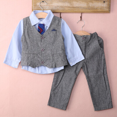 

4PC Baby Kids Boys Shirt Tops+Pants+Waistcoat Gentleman Suit Party Outfits Set