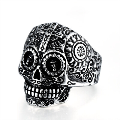 

Mens Gothic Carving Ring Man Stainless Steel High Quality Detail Biker Skull Jewelry For Boy The Lord Of Ring