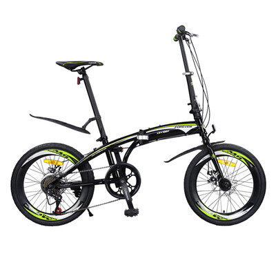

Permanent bike 20 inch 7 Shimano variable speed folding bike double disc brake 40 high knife circle Taiwan built large tire men&women cycling YE2017 dark green