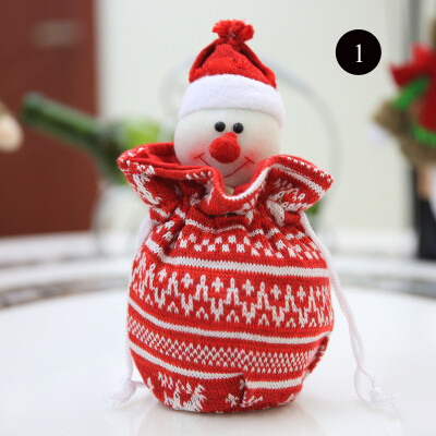 

4 Colors Christmas Knitting Candy Apple Bag Snowman Santa Elk Bear Decoration Accessories Festivals Party Supplies Cute Toys