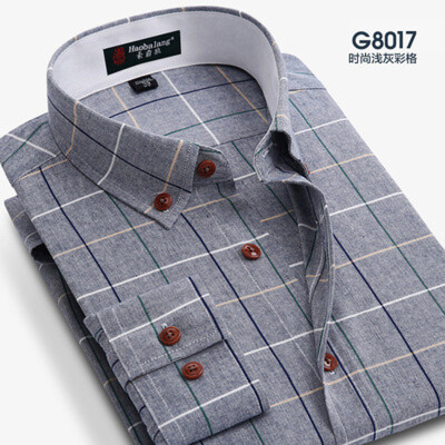 

New Youth Men Casual Long Sleeve Shirt Spring Autumn Silm Fit lattice Fashion