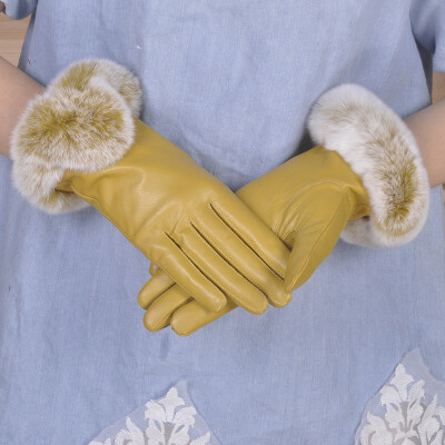 

Ms winter sheep skin leather gloves warm