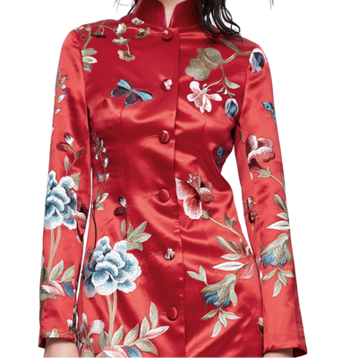 

Chinese embroidered red silk suit jacket