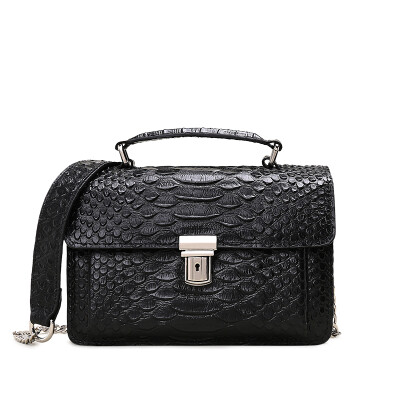 

Saint Tifan SENDEFN Messenger bag female leather Korean fashion trend snake pattern lock chain ladies shoulder small package 7041 pomegranate red