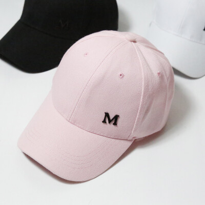 

Spring and autumn M letter bent canopy cap cap cap baseball hat men and women sunscreen sun hat