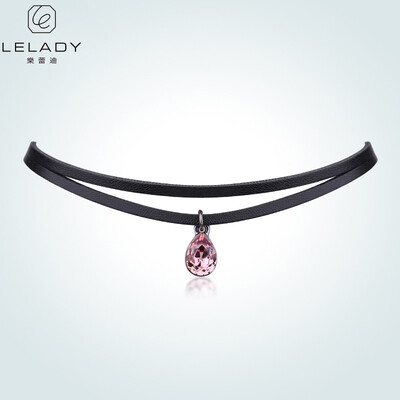 

Lelady Choker necklace Baroque crystal pendant Short neck chain