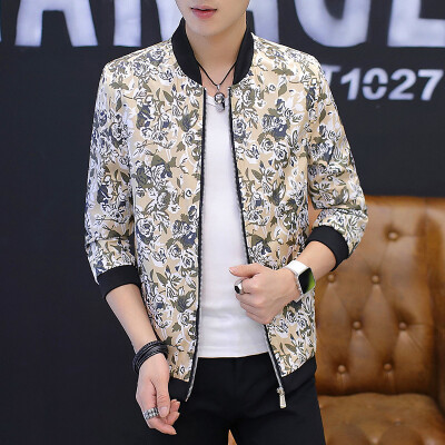 

Men 's Casual Floral Jackets Fashion Men' s Jackets Youth Stand - up Slim Jackets as a gift for men