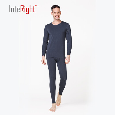 

INTERIGHT autumn and winter clothing Qiuqi men base round neck thermal underwear suit black