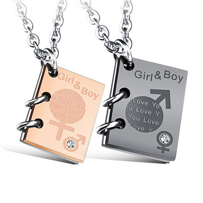 

Пары Open Love Notebook Pendant Necklace Inlaid Cubic Zirconia Love Book День святого Валентина Подарочные ювелирные изделия