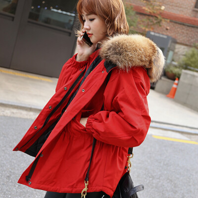 

Winter wool collar cotton women in the long section of the students thickening of cotton woolen cotton jacket jacket