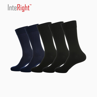 

INTERIGHT flat silk sticky business men socks 5 pairs of mixed color uniform