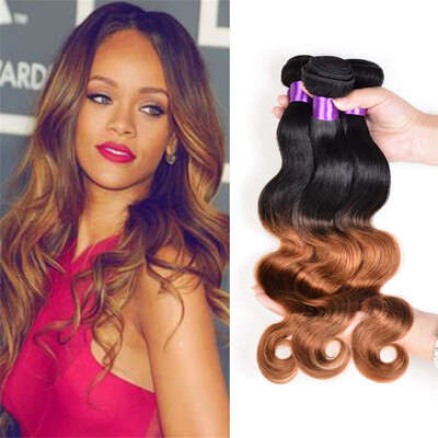 

Ombre Hair Extensions Brazilian Malaysian Peruvian Body Virgin Hair 3 Bundles Two Tone 1B 27 Ombre Blonde Human Hair Weaves