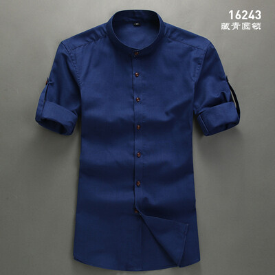 

Casual Men Short Sleeve Shirt Summer Silm Fit Solid Color