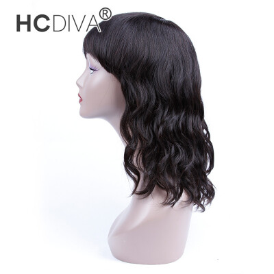 

HCDIVA Brazilian Natural Wave Human Hair Wigs For Black Women 150% Density Natural Color Medium Wigs with None Lace