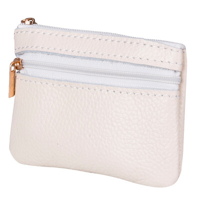 

Men Women Soft Card Coin Key Holder Zip Genuine Leather Wallet Pouch Bag Purse