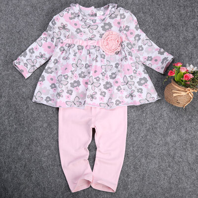

новый хлопок, дети, девочка цветок футболка + legging пант 2pcs наряды одежду комплекс