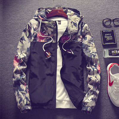 

Floral Bomber Jacket Men Hip Hop Slim Fit Flowers Pilot Bomber Jacket Coat Men's Hooded Jackets Plus Size