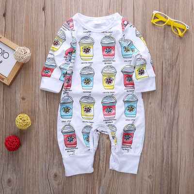 

Toddler Kids Baby Boy Girls Clothes White Frappe Pattern Romper Outfits Bodysuit