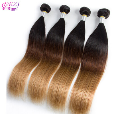 

QDKZJ Seven Ombre Brazilian Hair Straight 1 Bundle 3 Tone 1b 4 27 Blonde Human Hair Weaves Non Remy Hair Extensions Plea