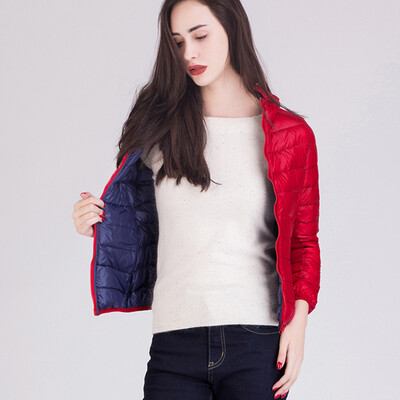 

City plus CITYPLUS 2017 winter new style women's hooded short paragraph long-sleeved jacket wild wear both sides of the thin down jacket CWYR179652 red + possession of green M
