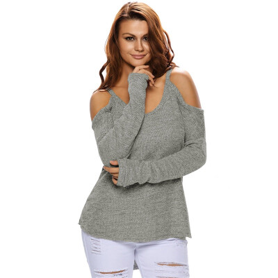 

Fall Women Women Knitted Sexy Shirt V Collar Long Sleeve Sleeve Women's Sweatshirt