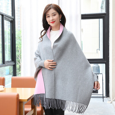 

STORY Of SHANGHAI Ladies&39 Solid Color Scarves Wrinkled with Red&White Knit Wearable Shawl Gray