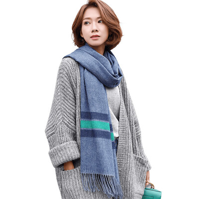 

Lan Shiyu W0381 Scarf Womens Winter Increase Warm Korean Blend Fringe Bib Dark Blue