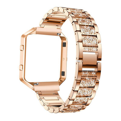 

ECSEM Crystal Stainless Steel Watch Straps with Metal Frame For Fitbit Blaze Bands Adjustable Replacement Bling Bracelet