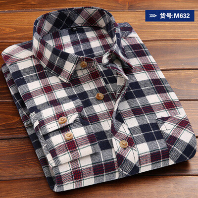 

Youth Casual Men Long Sleeve Shirt Spring Autumn Silm Fit Splice Color Lattice Fashion