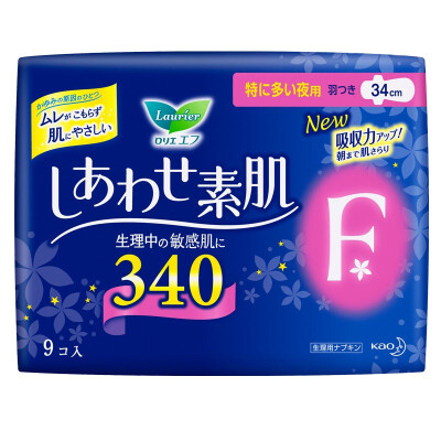 

Japanese original imported] Kao Yue and elegant (laurier) F breathable cotton soft and delicate ultra-long night with a wing-type sanitary napkin 340mm 9 (new and old packaging random release