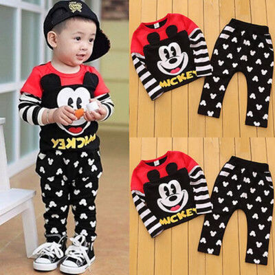 

1-6Y Mickey Toddler Kids Baby Boy Girl Clothes Top T-shirt+Trousers Cotton Pants