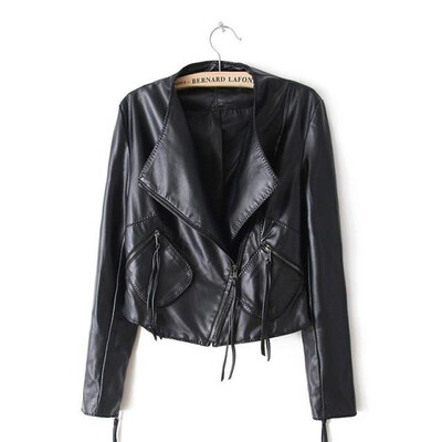 

The same paragraph casual leather skirt short section locomotive PU leather leather ladies small jacket black